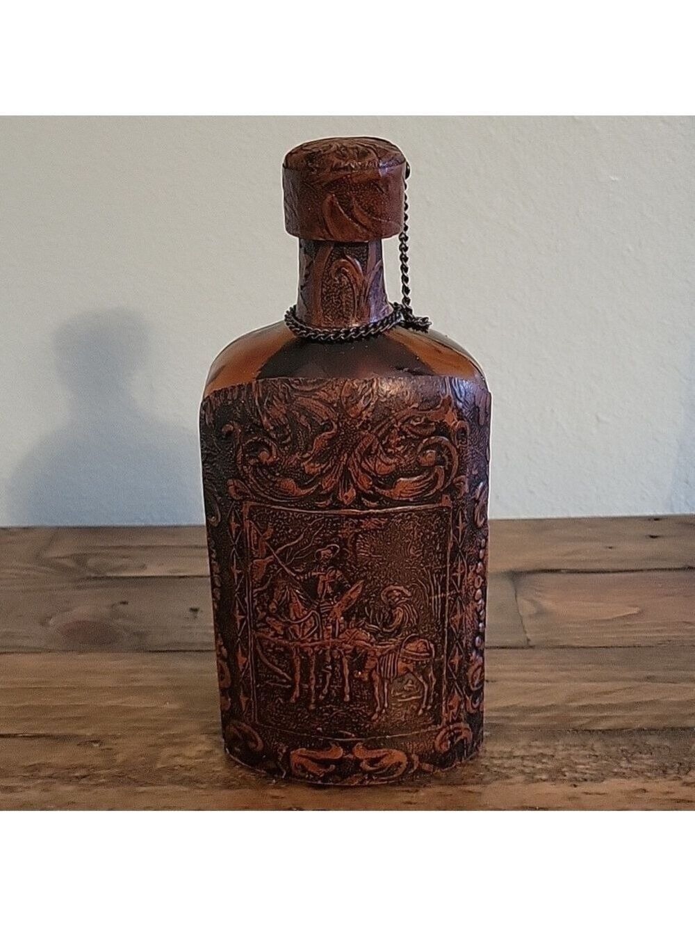 Vintage MCM Leather Covered Wrapped Spanish Wine Decanter, No Actual Wine, As Is